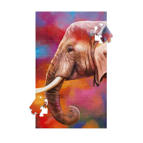 Quadro Quebra-Cabeça - Elefante - 90 X 148 Cm - 48 Peças - comprar online