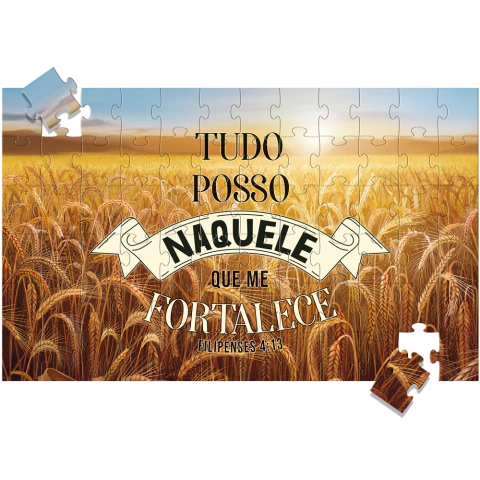 Quadro Quebra-Cabeça - Filipenses 4:13 - 180 X 111 Cm - 72 Peças