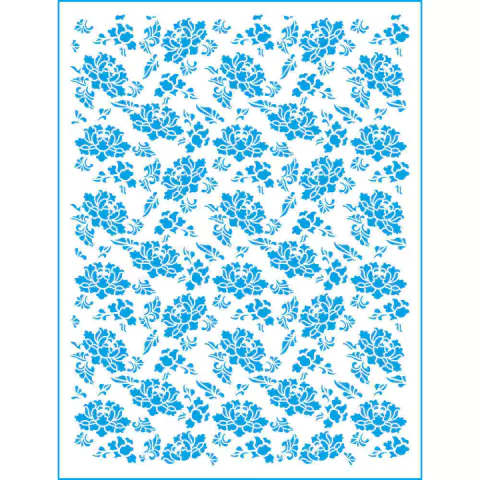 Stencil Gabarito de Pintura Parede - Textura Flores - 42 x 32cm