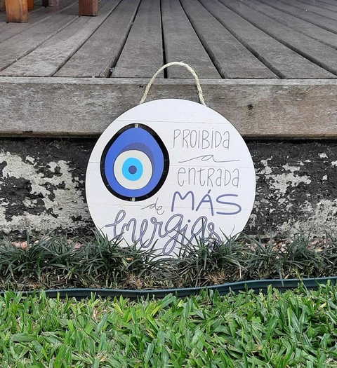 Placa Decorativa Em Mdf - Proibida A Entrada - 29 X 29 Cm