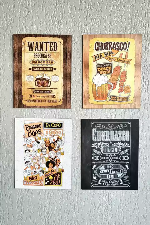 Kit Com 4 Placas Churrasco 19 x 24cm