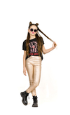 Pantalon crakeado metalizado de nena