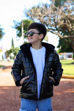 Campera metalizada con bolsillos plaque y piel por dentro de varon - comprar online