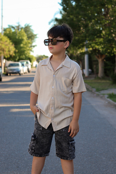 Camisa de lino liso con lycra premium (cuello comun) en internet
