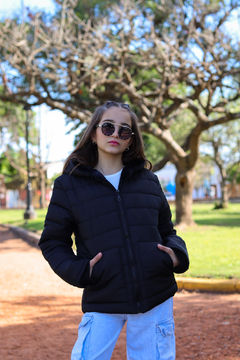 Campera lisa con bolsillos plaque con piel por dentro de nena - Kids Store