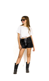 Short crakeado metalizado con bolsillos cargo de nena