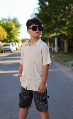 Camisa de lino liso con lycra premium (cuello comun) en internet
