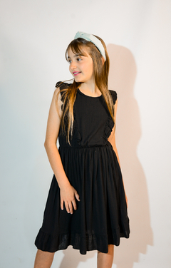 Vestido de lino con volado en pecho - comprar online