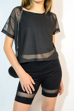 Nuevo conjunto de tul (remera + biker de algodon y remera de tul por encima) art. 939 - comprar online