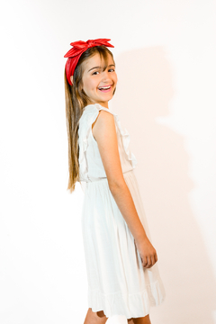 Vestido de lino con volado en pecho