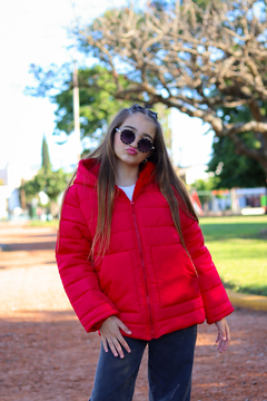 Campera lisa con bolsillos plaque con piel por dentro de nena - comprar online