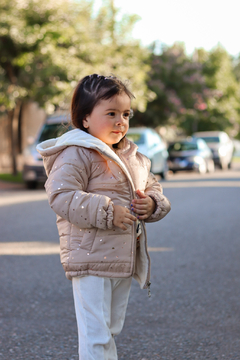 Campera de abrigo estampada foil de beba con piel por dentro - tienda online