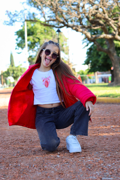 Campera lisa con bolsillos plaque con piel por dentro de nena - Kids Store