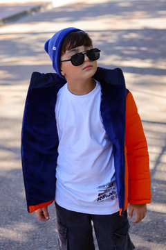 Imagen de Campera de abrigo combinada osito bordado con piel por dentro unisex