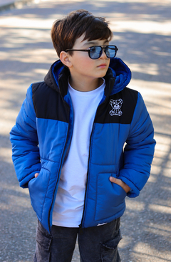 Campera de abrigo combinada osito bordado con piel por dentro unisex - Kids Store