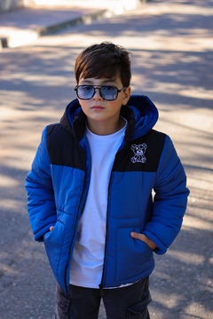 Campera de abrigo combinada osito bordado con piel por dentro unisex - tienda online