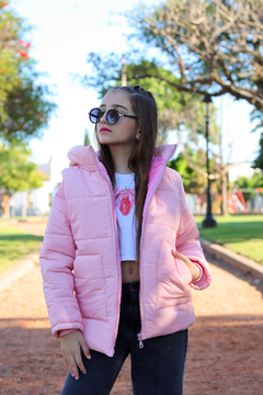 Campera en tela parachute abrigada con piel en colores de nena (MODELO UNISEX)