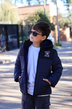 Campera de abrigo combinada osito bordado con piel por dentro unisex - Kids Store