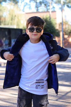 Imagen de Campera de abrigo combinada osito bordado con piel por dentro unisex