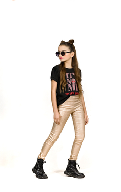 Pantalon crakeado metalizado de nena