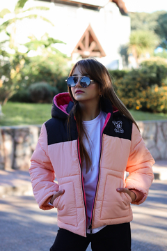 Campera de abrigo combinada osito bordado con piel por dentro unisex