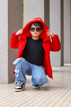 Imagen de Campera en tela parachute abrigada con piel en colores de varon (MODELO UNISEX)