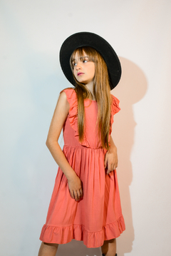 Vestido de lino con volado en pecho en internet