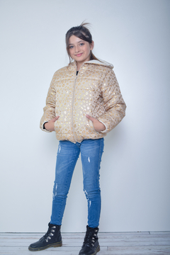 Campera de abrigo foil de nena con piel (art.607) - comprar online
