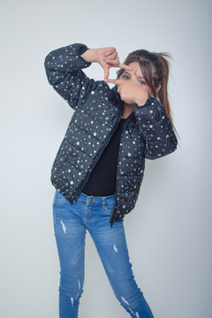 Campera de abrigo foil estrellitas con piel por dentro (art.602)