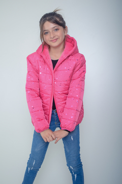 Campera de abrigo foil estrellitas con piel por dentro (art.602) - tienda online