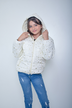 Campera de abrigo foil estrellitas con piel por dentro (art.602)