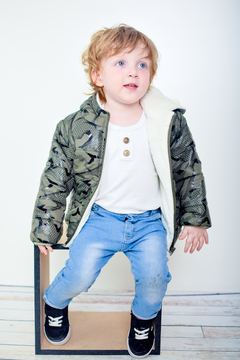 Campera de abrigo estampada de bebe con piel art. 630 - Kids Store