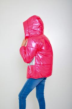 Campera combinada de nena metalizada con piel (art.610) - tienda online