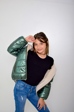 Campera puffer metalizada con piel por dentro de nena (art.611) en internet