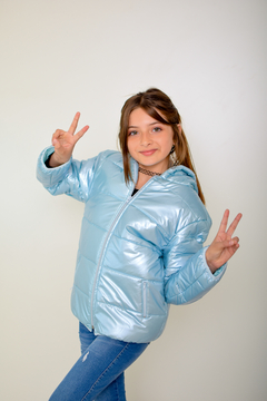 Imagen de Campera puffer metalizada con piel por dentro de nena (art.611)