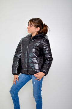 Campera puffer metalizada con piel por dentro de nena (art.611) - tienda online