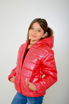 Campera puffer metalizada con piel por dentro de nena (art.611)