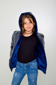 Campera puffer metalizada con piel por dentro de nena (art.611) - tienda online