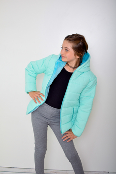 Campera de abrigo lisa con piel de nena(art.614) - Kids Store