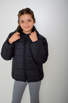 Campera de abrigo lisa con piel de nena(art.614)