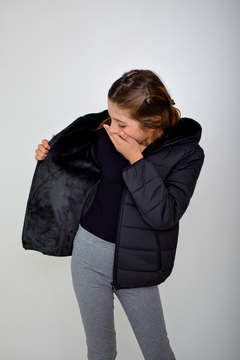 Campera de abrigo lisa con piel de nena(art.614) - Kids Store