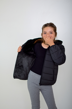 Campera de abrigo lisa con piel de nena(art.614)