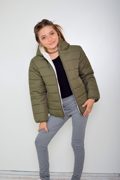 Campera de abrigo lisa con piel de nena(art.614)