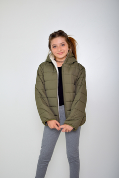 Campera de abrigo lisa con piel de nena(art.614)