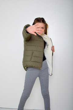 Campera de abrigo lisa con piel de nena(art.614) - comprar online