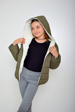 Campera de abrigo lisa con piel de nena(art.614) - Kids Store