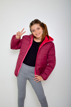 Campera de abrigo lisa con piel de nena(art.614) - Kids Store