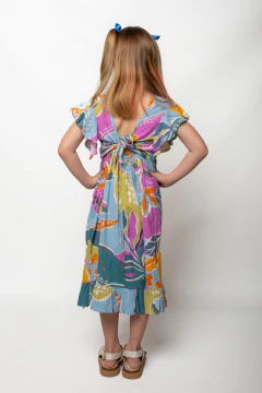 vestido de lino estampado art.926 - Kids Store