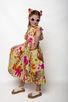 vestido de lino estampado art.926 - tienda online