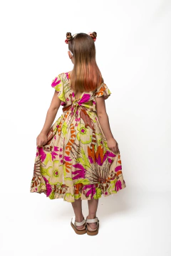 vestido de lino estampado art.926 - Kids Store